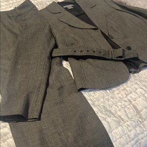 Ann Taylor Herringbone Linen Spring Summer lined Suit. Women’s Professional 6